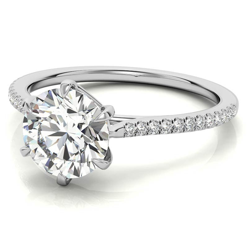 Petite Trellis 6-Prong Round Brilliant Moissanite Engagement Ring