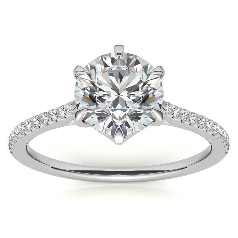 Petite Trellis 6-Prong Round Brilliant Moissanite Engagement Ring