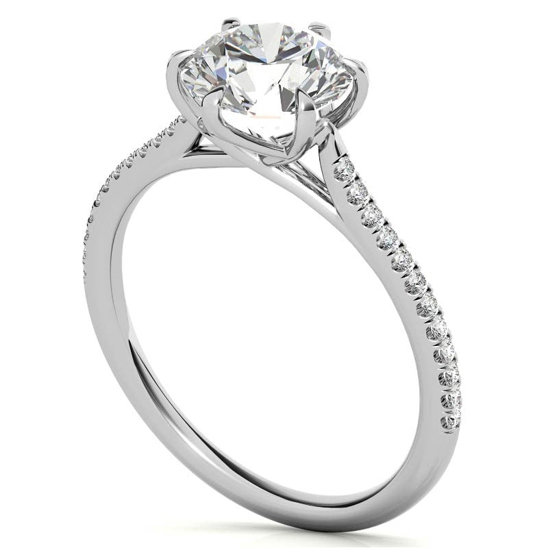 Petite Trellis 6-Prong Round Brilliant Moissanite Engagement Ring