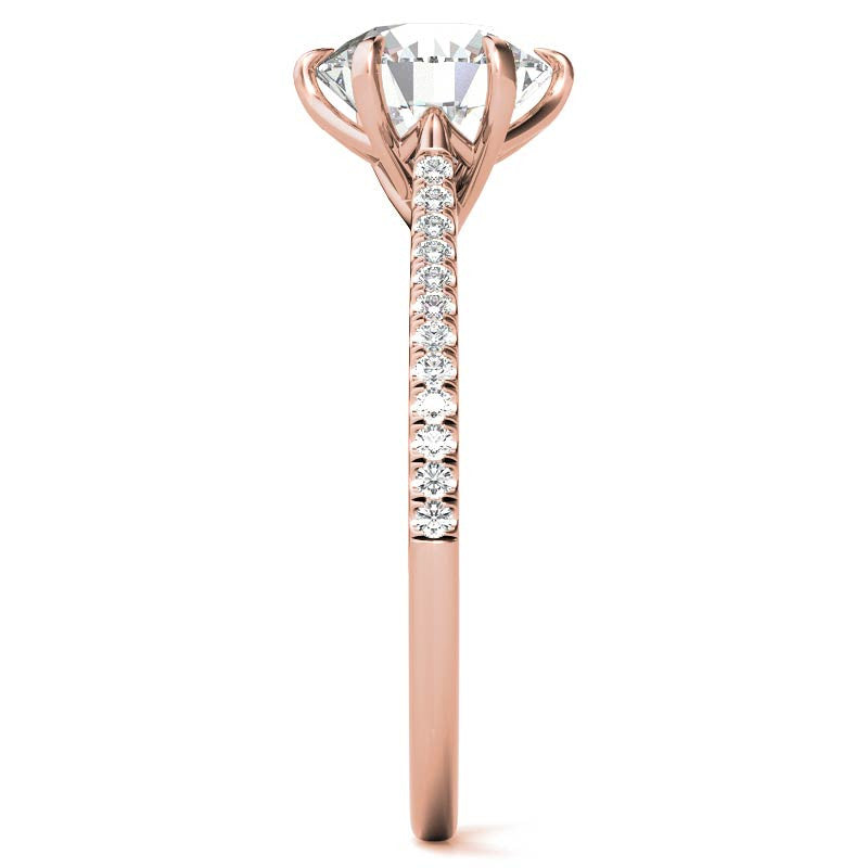 Petite Trellis 6-Prong Round Brilliant Moissanite Engagement Ring