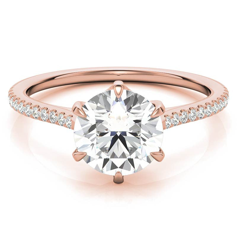 Petite Trellis 6-Prong Round Brilliant Moissanite Engagement Ring