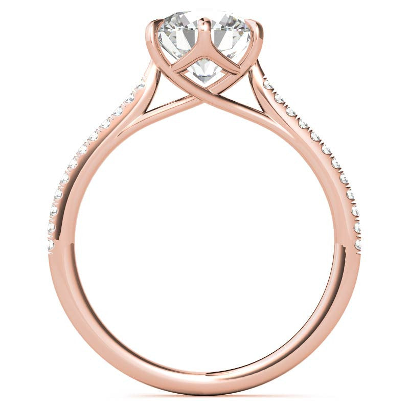 Petite Trellis 6-Prong Round Brilliant Moissanite Engagement Ring