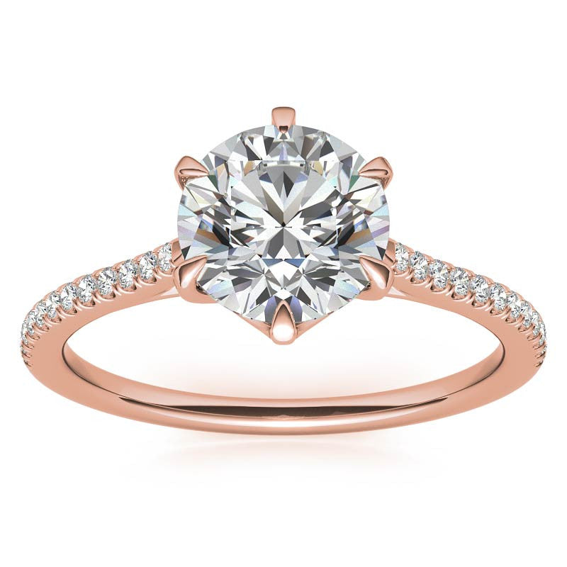 Petite Trellis 6-Prong Round Brilliant Moissanite Engagement Ring