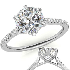 Petite Trellis 6-Prong Round Brilliant Moissanite Engagement Ring