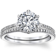 Petite Trellis 6-Prong Round Brilliant Moissanite Engagement Ring