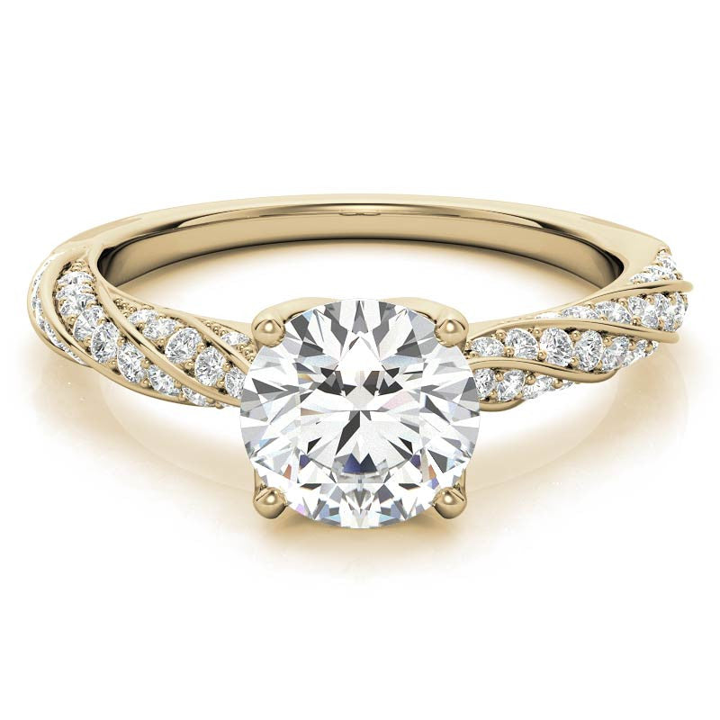 Helix Twisted Tulip Prongs Round Brilliant Moissanite Ring