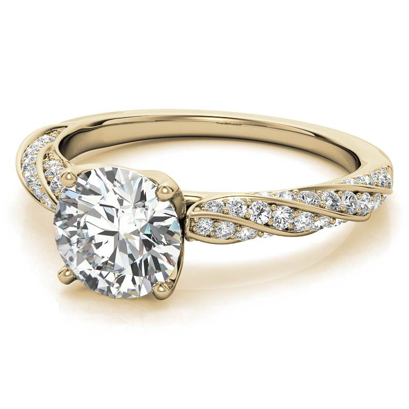 Helix Twisted Tulip Prongs Round Brilliant Moissanite Ring