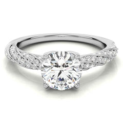 Helix Twisted Tulip Prongs Round Brilliant Moissanite Ring