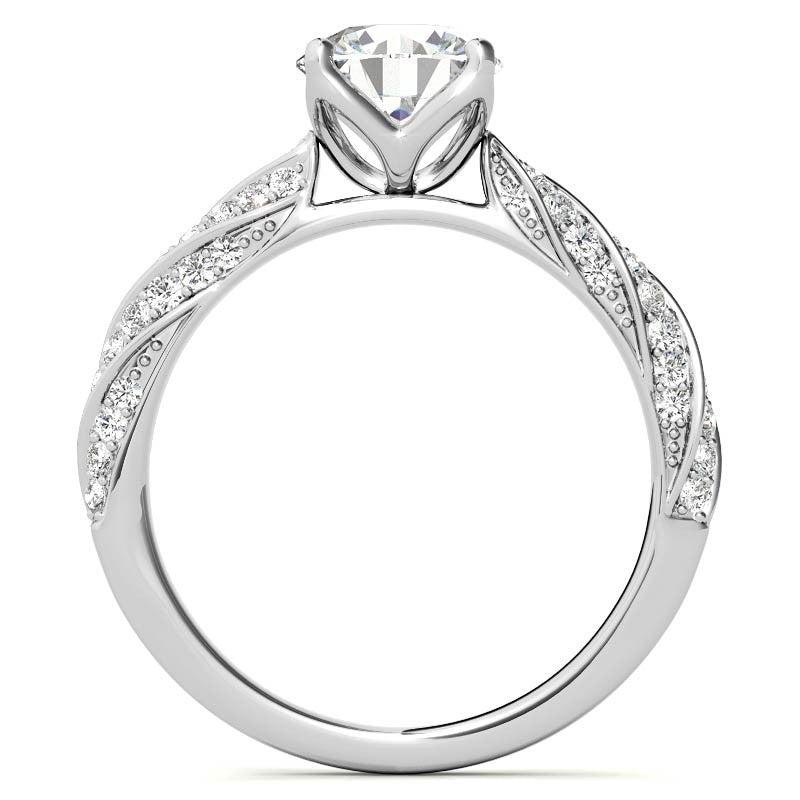 Helix Twisted Tulip Prongs Round Brilliant Moissanite Ring