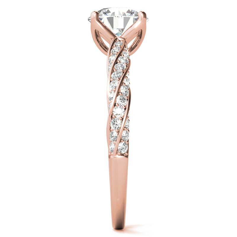 Helix Twisted Tulip Prongs Round Brilliant Moissanite Ring