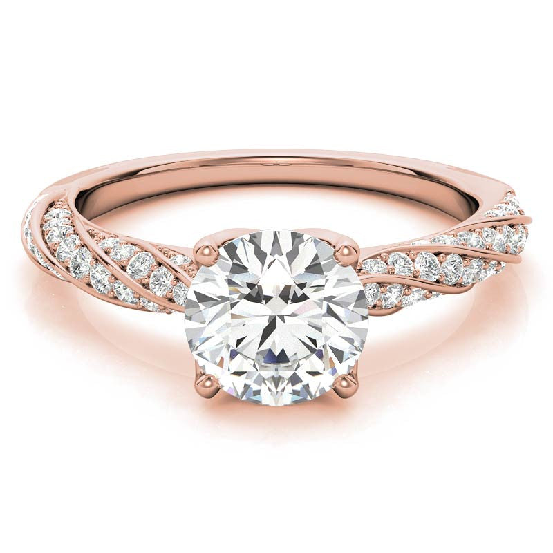 Helix Twisted Tulip Prongs Round Brilliant Moissanite Ring