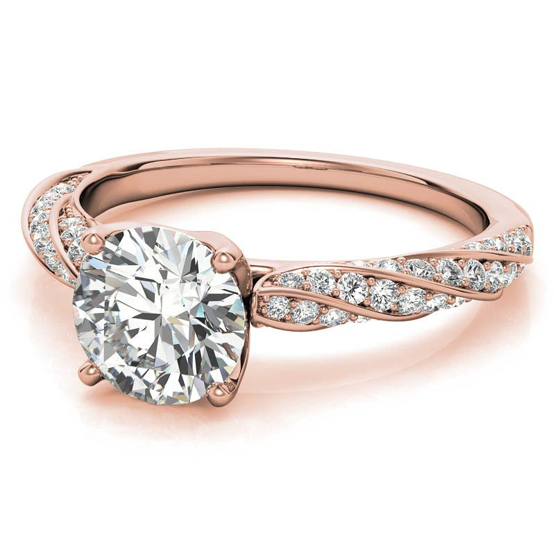 Helix Twisted Tulip Prongs Round Brilliant Moissanite Ring