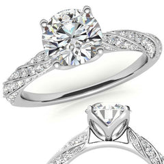 Helix Twisted Tulip Prongs Round Brilliant Moissanite Ring
