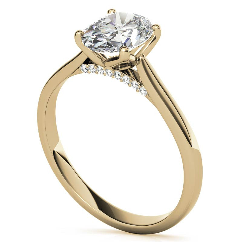 Oval Tulip Prongs Moissanite Engagement Ring