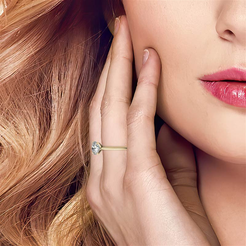 Round Brilliant Moissanite Tulip Prongs Engagement Ring