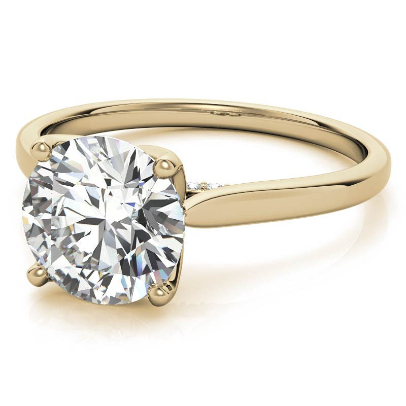 Round Brilliant Moissanite Tulip Prongs Engagement Ring