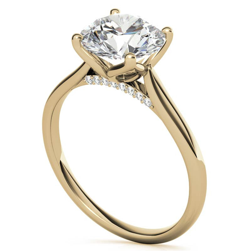 Round Brilliant Moissanite Tulip Prongs Engagement Ring
