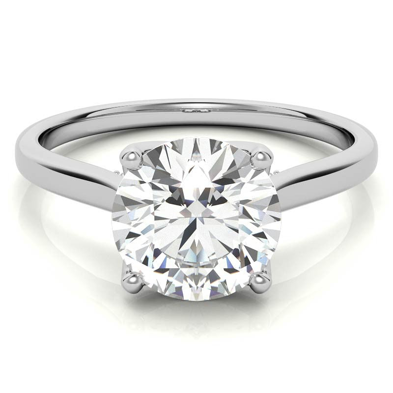 Round Brilliant Moissanite Tulip Prongs Engagement Ring