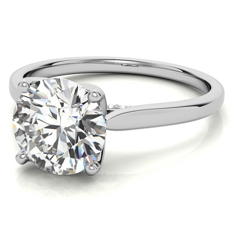 Round Brilliant Moissanite Tulip Prongs Engagement Ring