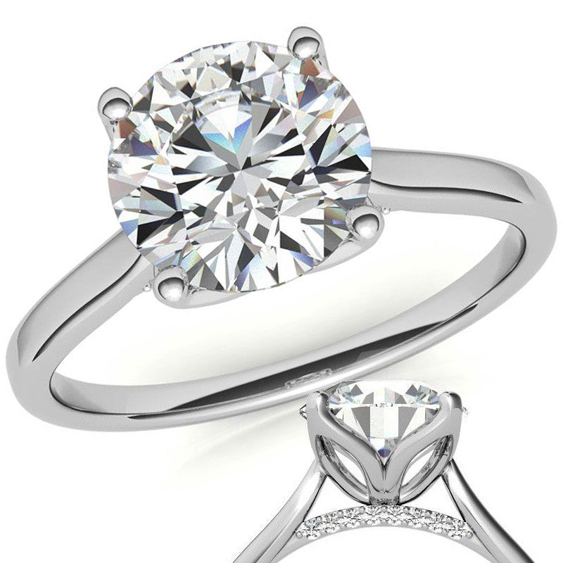 Round Brilliant Moissanite Tulip Prongs Engagement Ring