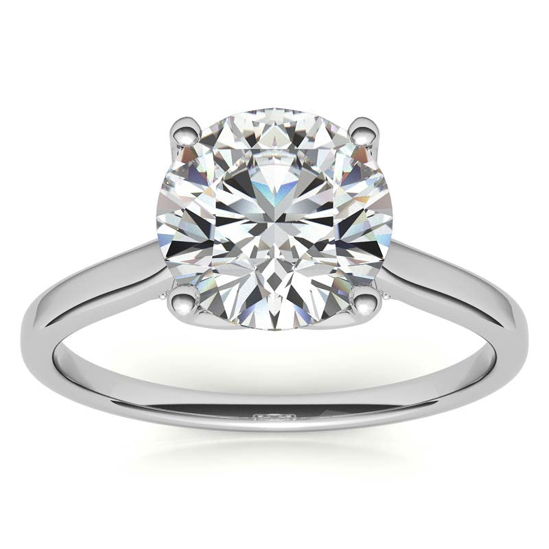 Round Brilliant Moissanite Tulip Prongs Engagement Ring