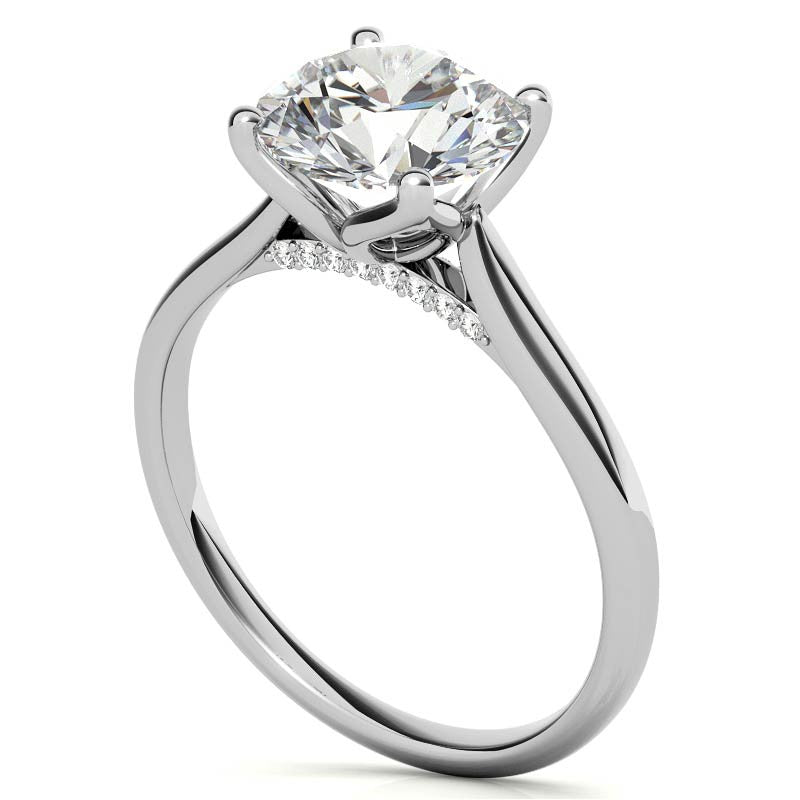Round Brilliant Moissanite Tulip Prongs Engagement Ring