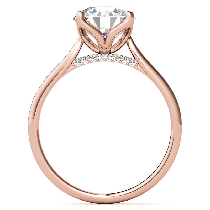 Round Brilliant Moissanite Tulip Prongs Engagement Ring