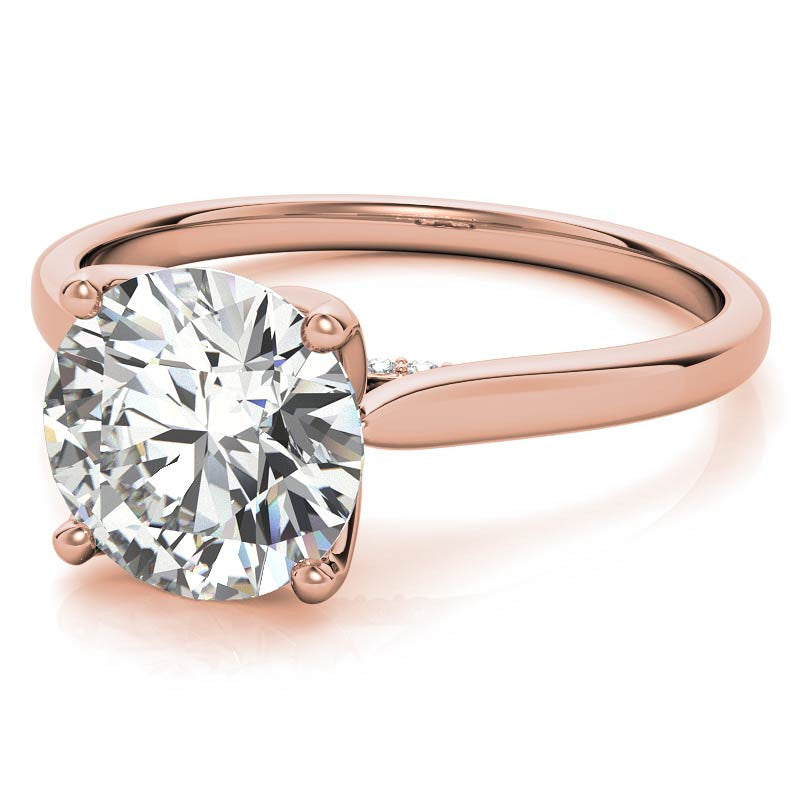 Round Brilliant Moissanite Tulip Prongs Engagement Ring
