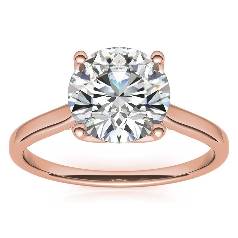 Round Brilliant Moissanite Tulip Prongs Engagement Ring