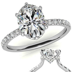 Oval 6-Prong Hidden Halo Moissanite Engagement Ring