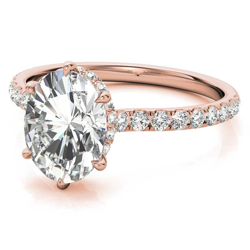 Oval 6-Prong Hidden Halo Moissanite Engagement Ring