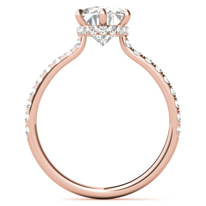 Oval 6-Prong Hidden Halo Moissanite Engagement Ring