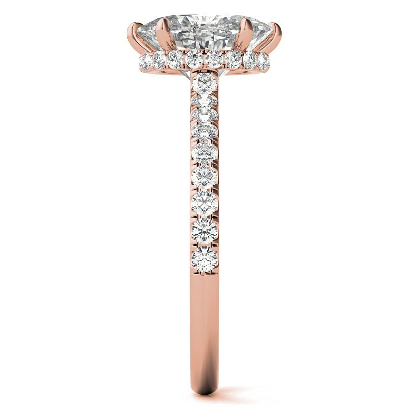 Oval 6-Prong Hidden Halo Moissanite Engagement Ring