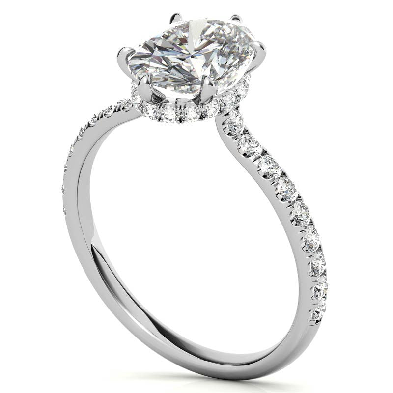 Oval 6-Prong Hidden Halo Moissanite Engagement Ring