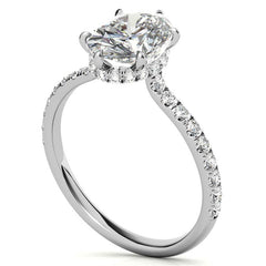 Oval 6-Prong Hidden Halo Moissanite Engagement Ring