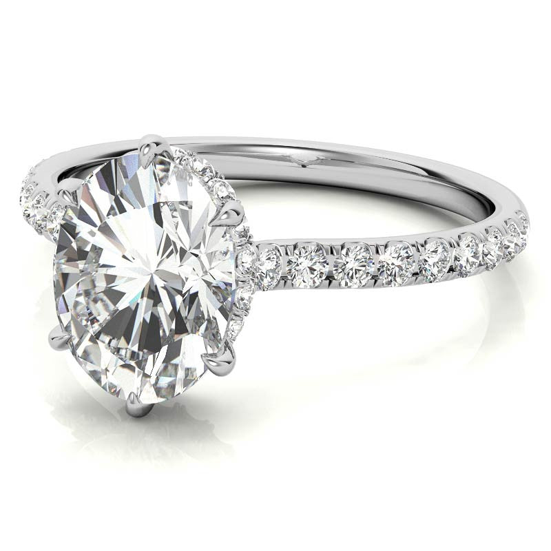 Oval 6-Prong Hidden Halo Moissanite Engagement Ring