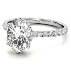 Oval 6-Prong Hidden Halo Moissanite Engagement Ring