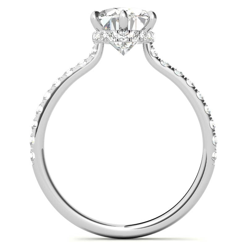 Oval 6-Prong Hidden Halo Moissanite Engagement Ring