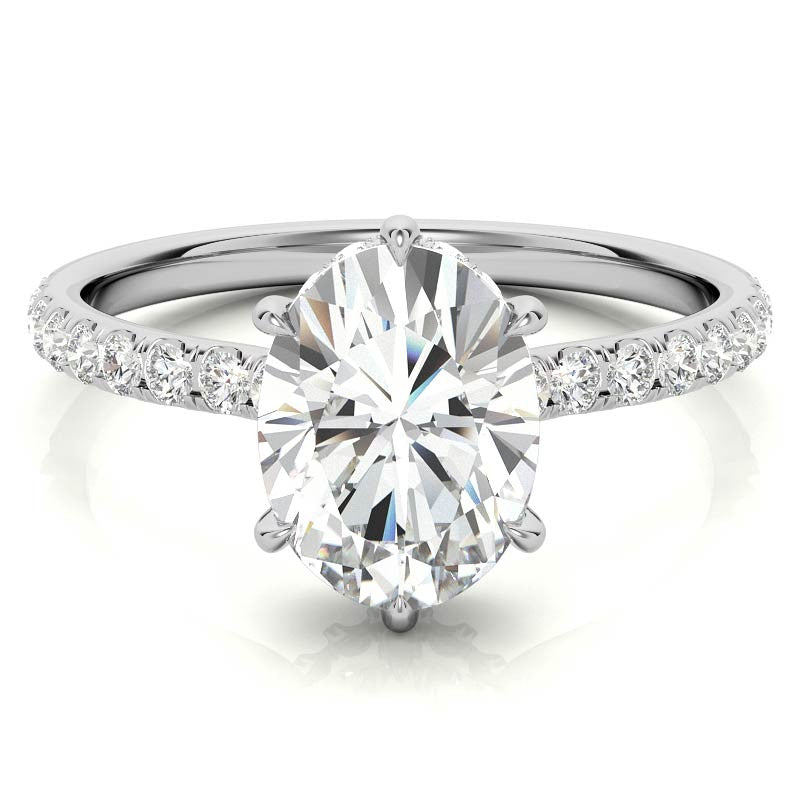 Oval 6-Prong Hidden Halo Moissanite Engagement Ring