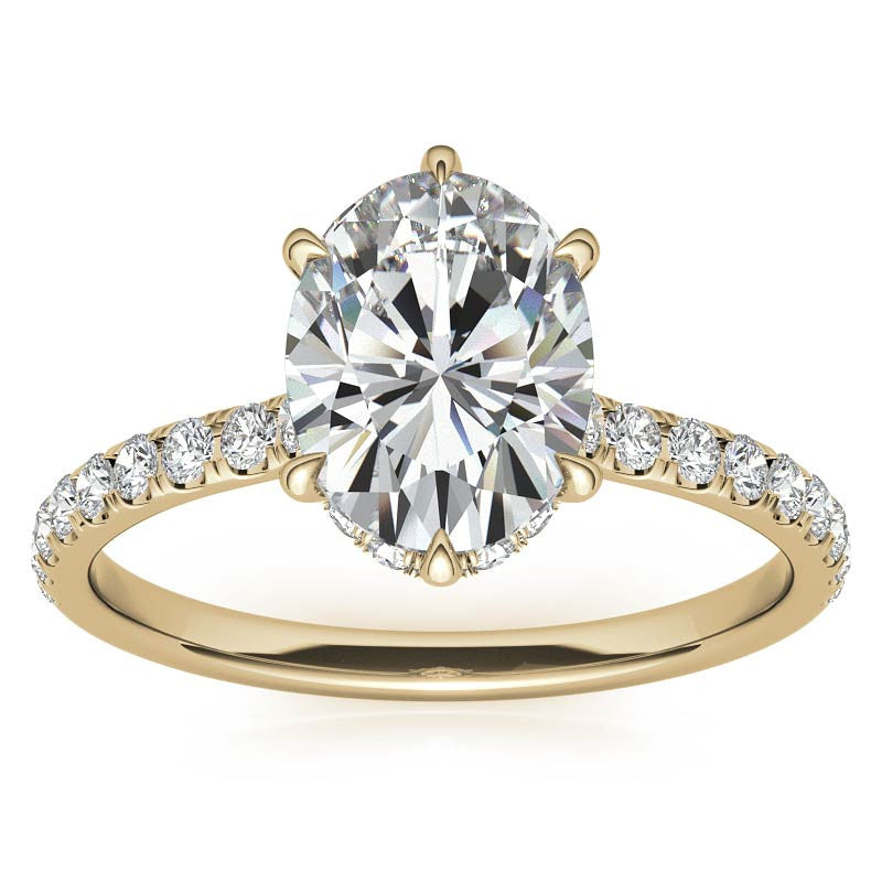 Oval 6-Prong Hidden Halo Moissanite Engagement Ring