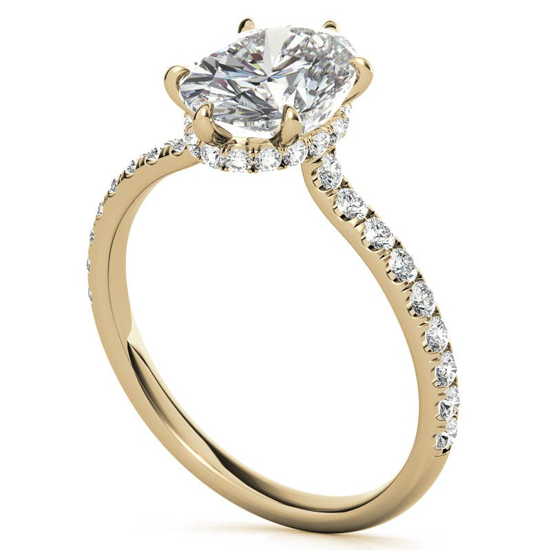 Oval 6-Prong Hidden Halo Moissanite Engagement Ring