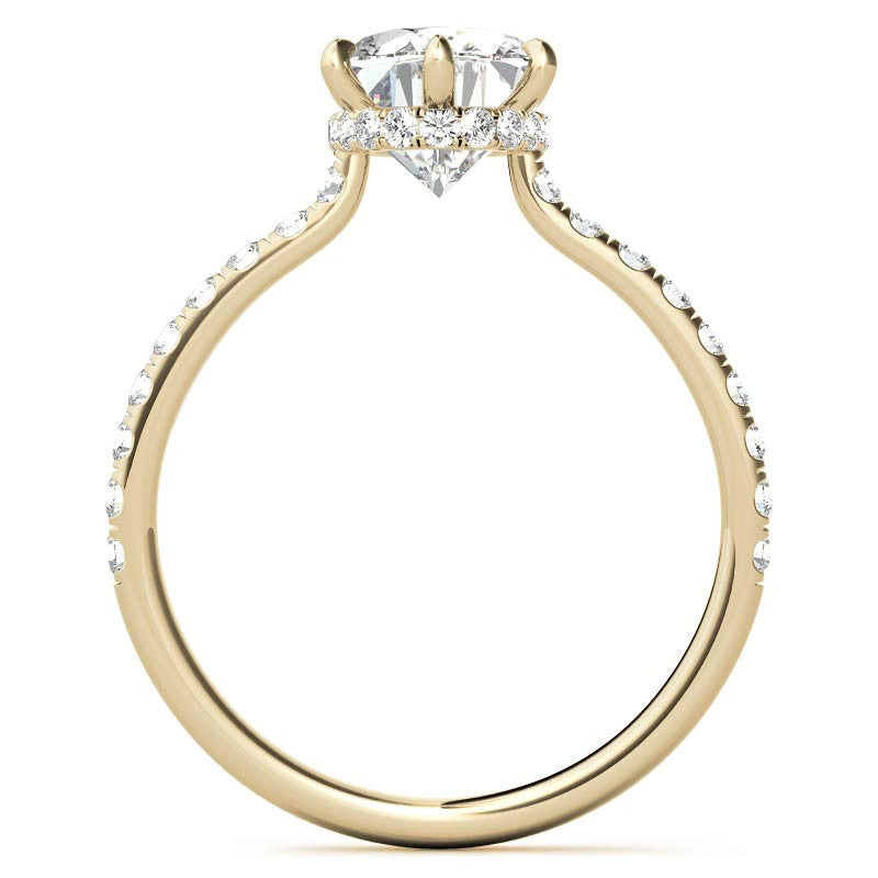 Oval 6-Prong Hidden Halo Moissanite Engagement Ring