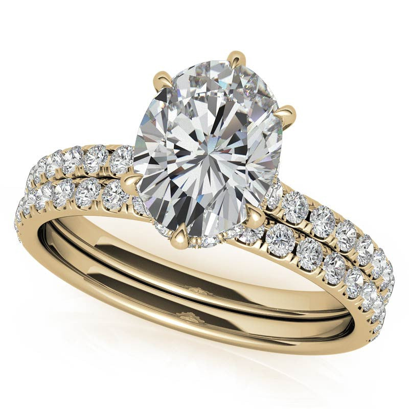 Oval 6-Prong Hidden Halo Moissanite Engagement Ring