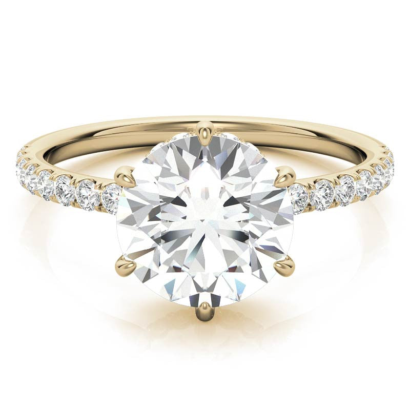 Round 6-Prong Hidden Halo Moissanite Engagement Ring