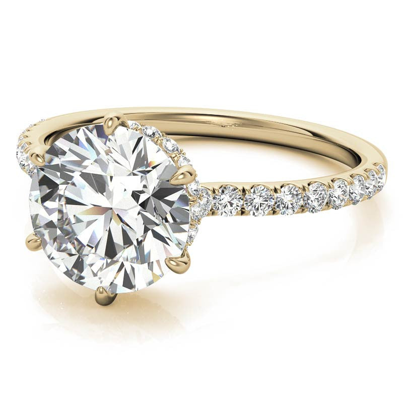 Round 6-Prong Hidden Halo Moissanite Engagement Ring