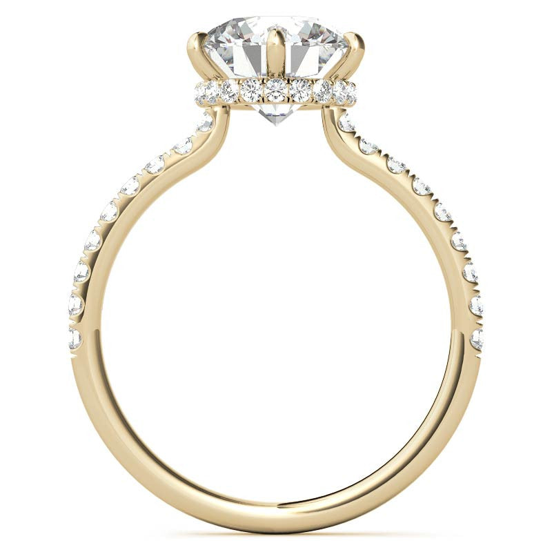 Round 6-Prong Hidden Halo Moissanite Engagement Ring