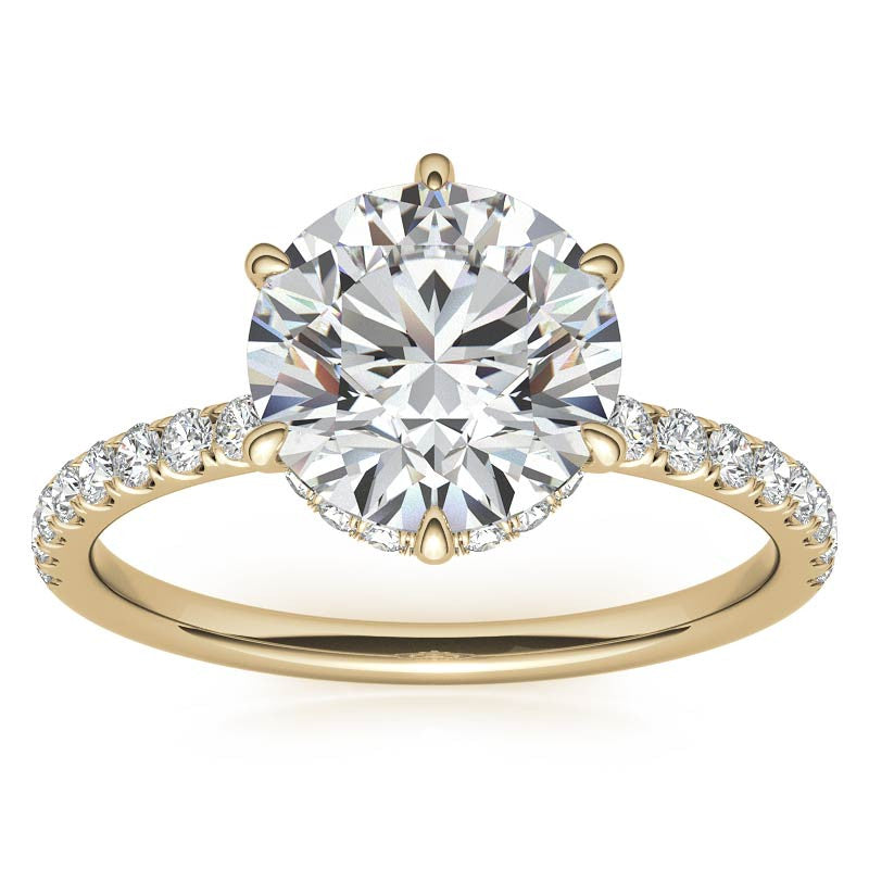 Round 6-Prong Hidden Halo Moissanite Engagement Ring