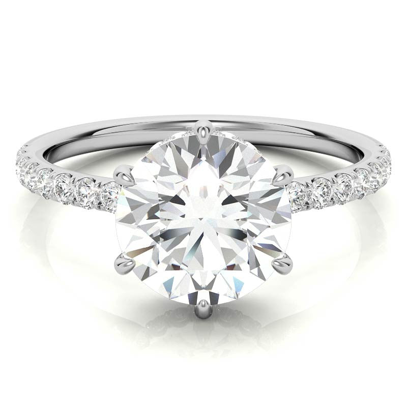 Round 6-Prong Hidden Halo Moissanite Engagement Ring