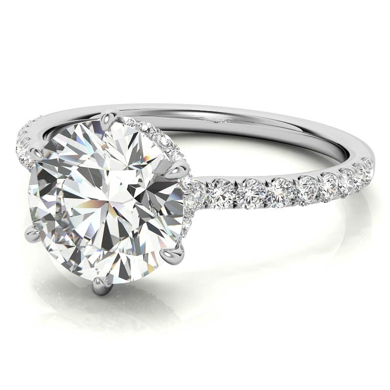 Round 6-Prong Hidden Halo Moissanite Engagement Ring