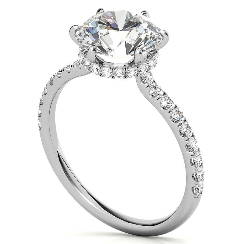 Round 6-Prong Hidden Halo Moissanite Engagement Ring